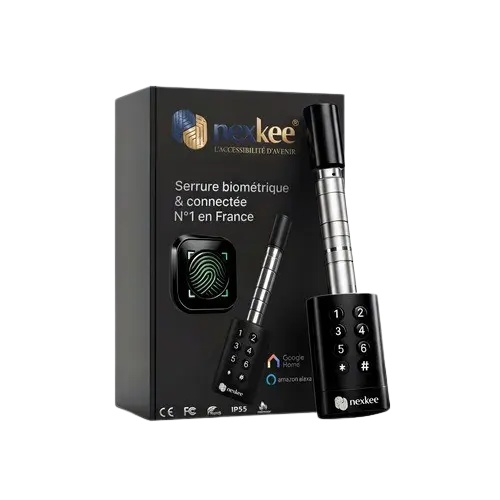 OneKee Black — serrure connectée biométrique, finition noire